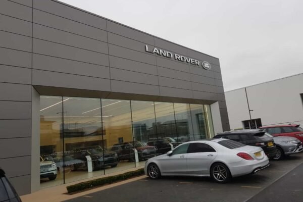 Land rover modern building from exterior