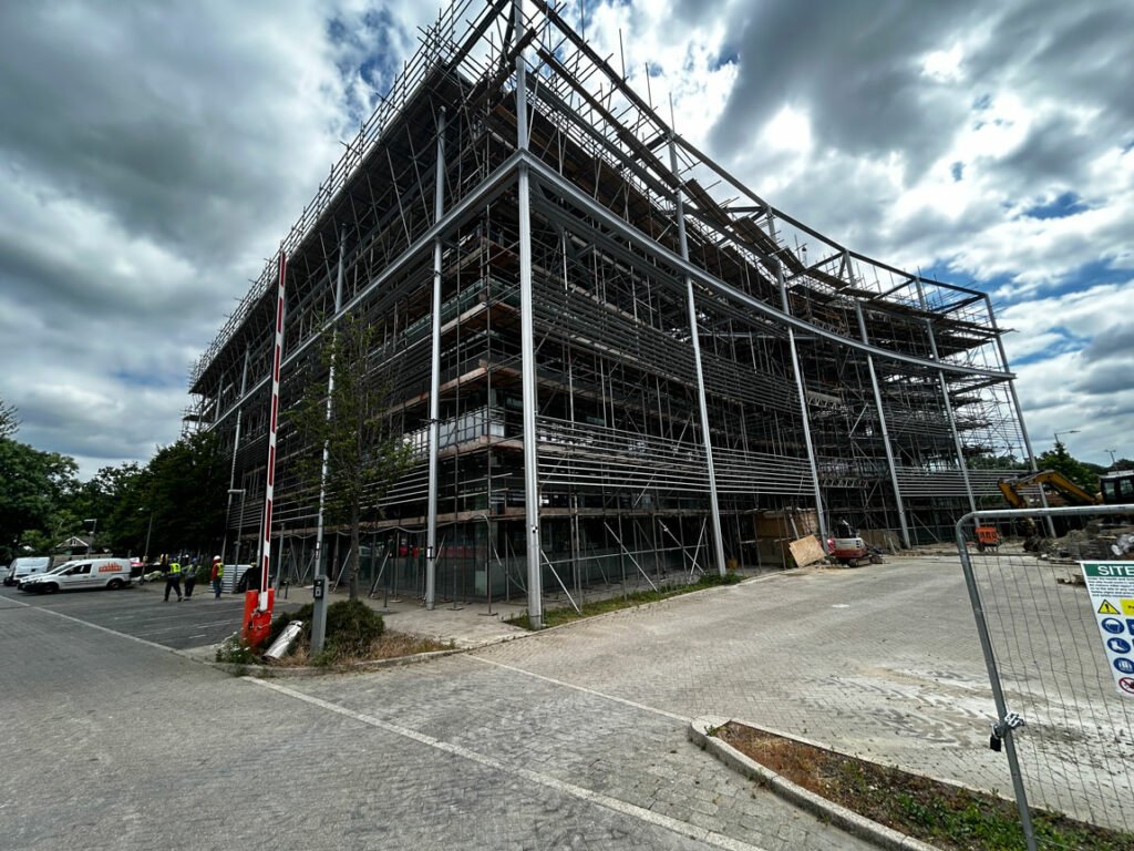 Exterior foundations of a large building
