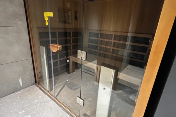 Interior of a sauna fitted
