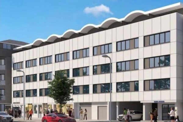3D render of a white modern building